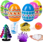 POATROZON 6 Pieces Easter Eggs Science Experiments front view showing six colorful prefilled plastic eggs.