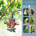 Side profile of Bissap bird toy highlighting hemp rope construction