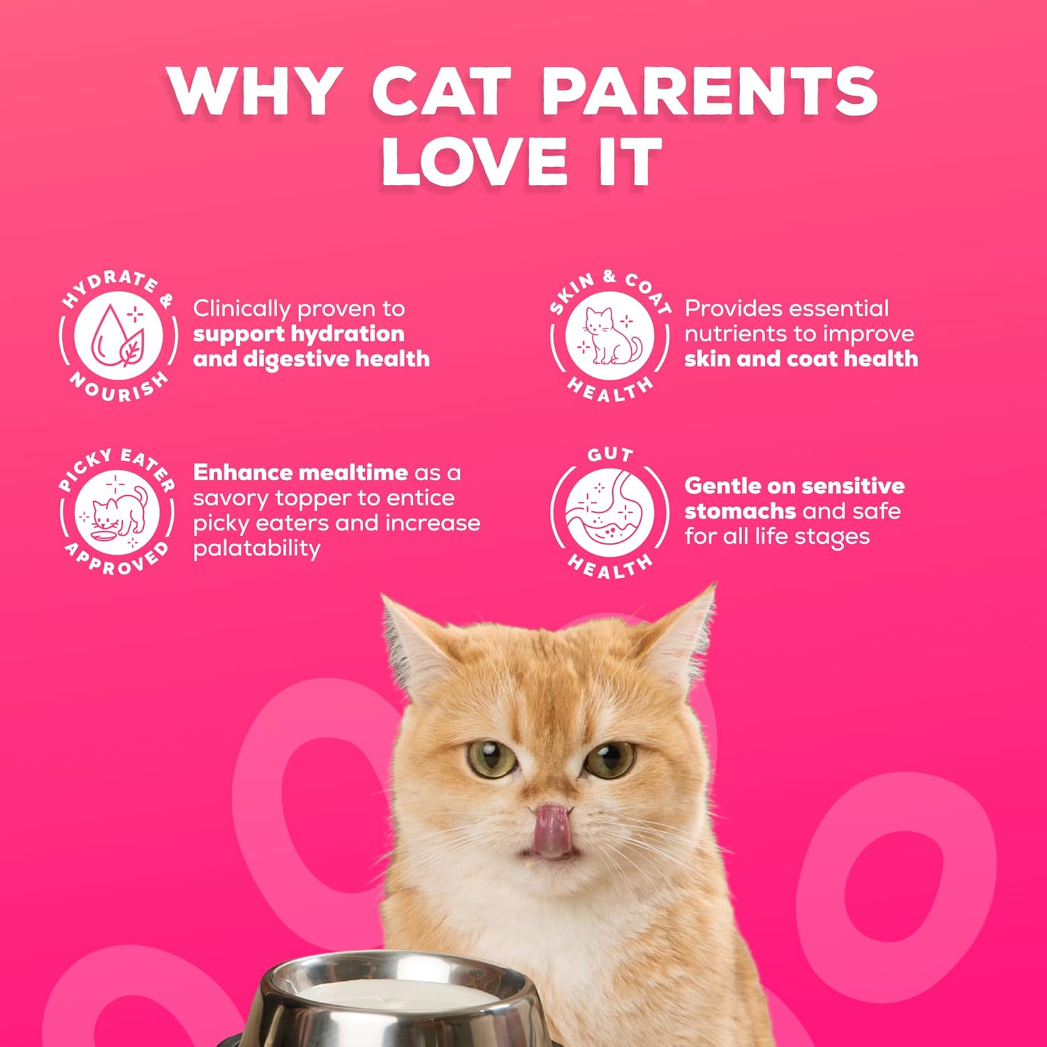 Back label details of the single ingredient liquid cat food topper displaying feeding guidelines.