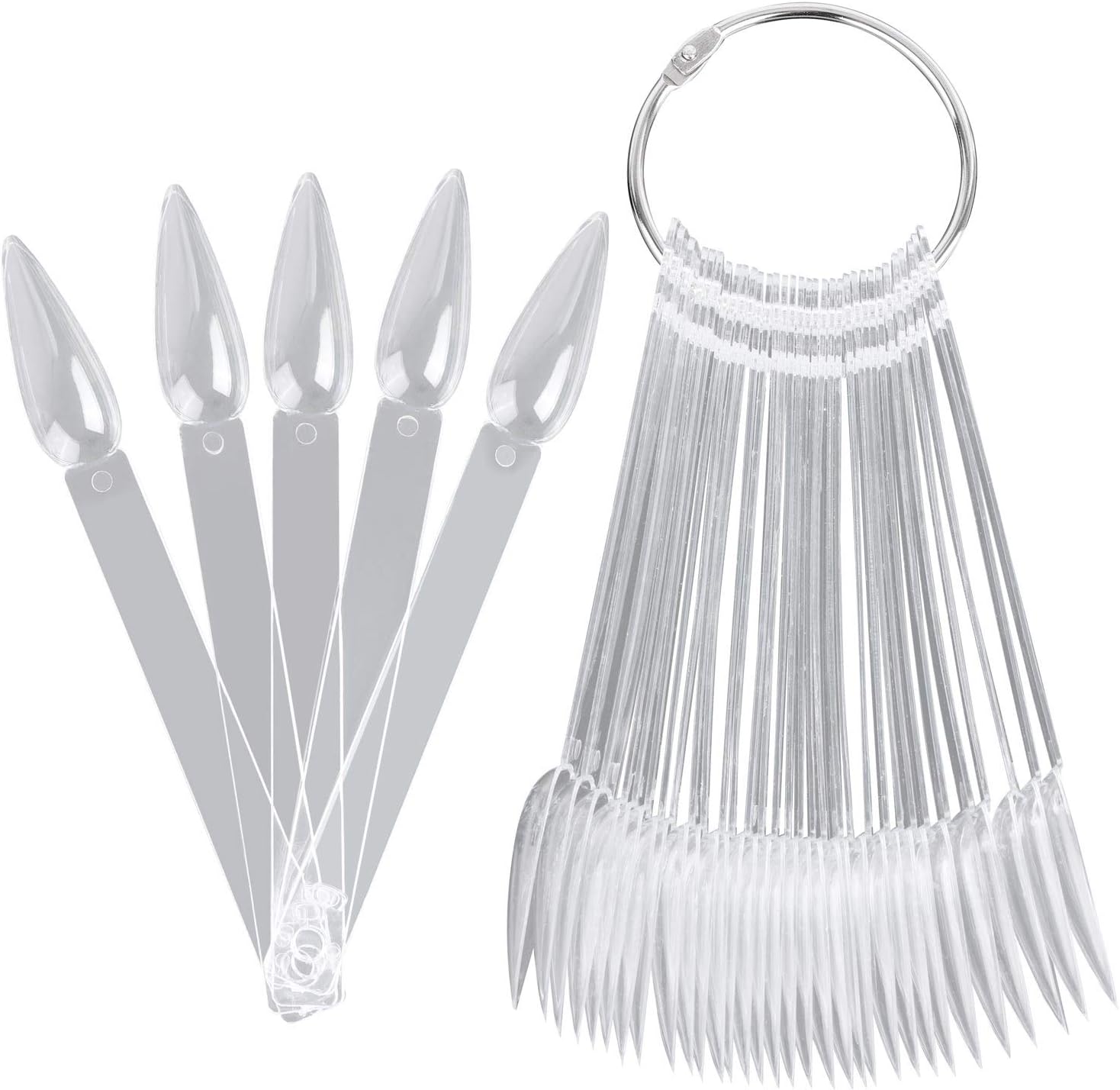 BTYMS 160 pieces clear stiletto nail swatch sticks set