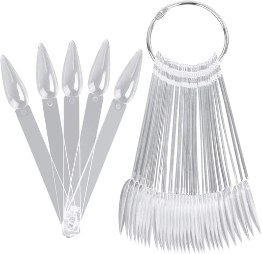 BTYMS 160 pieces clear stiletto nail swatch sticks set