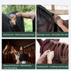 Close up of Terpup horse grooming soft and hard brushes