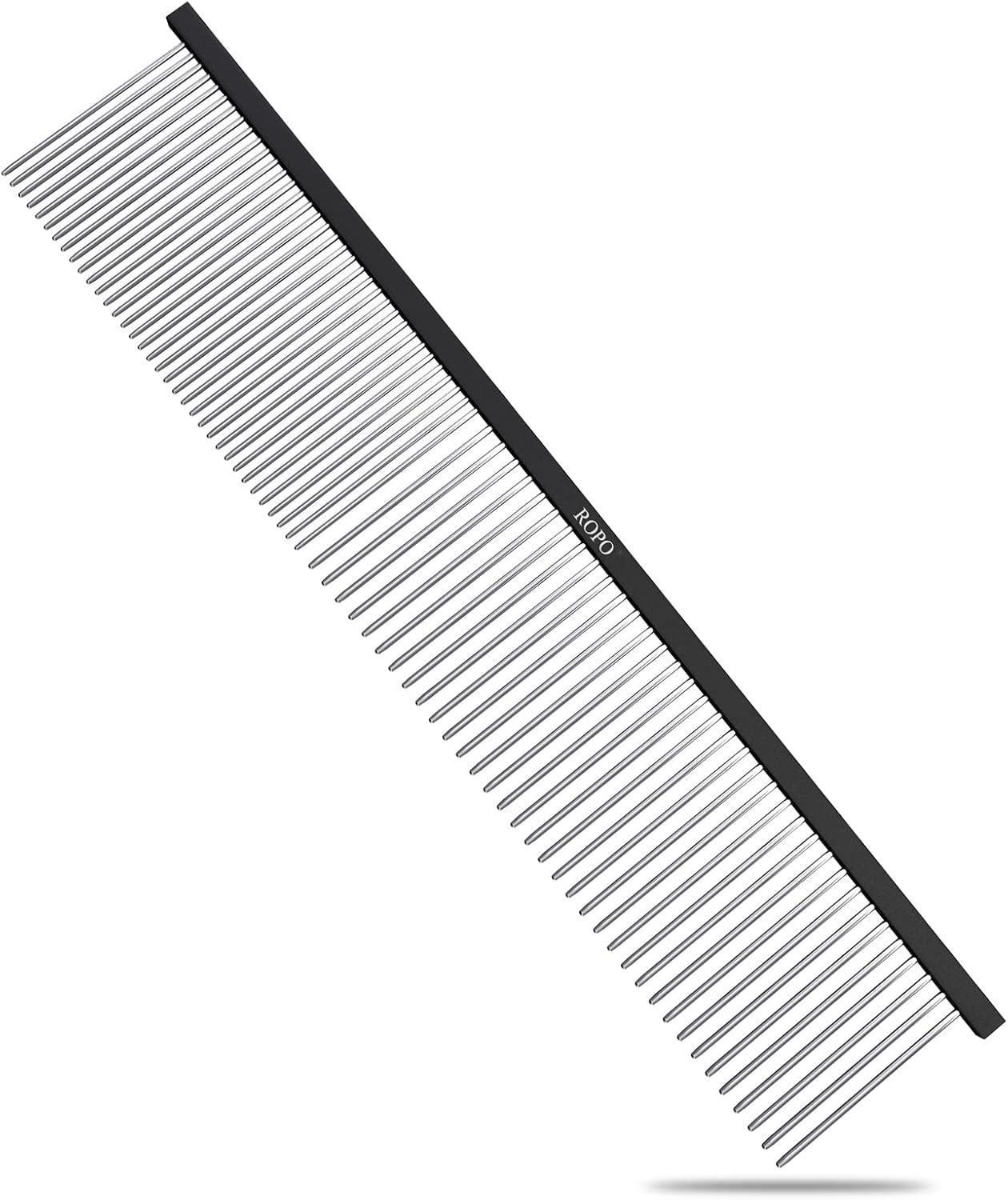 Authentic ROPO imported pet hair texturizing and knot removal steel comb packaged view