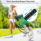 Snagle Paw dual dog lead splitter showcasing extended shock absorbing bungees
