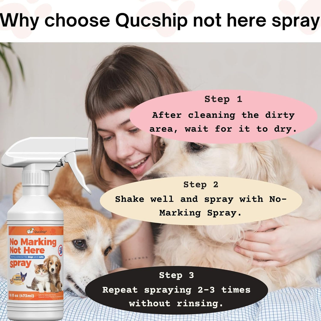Qucship pet training spray bottle branding and label details