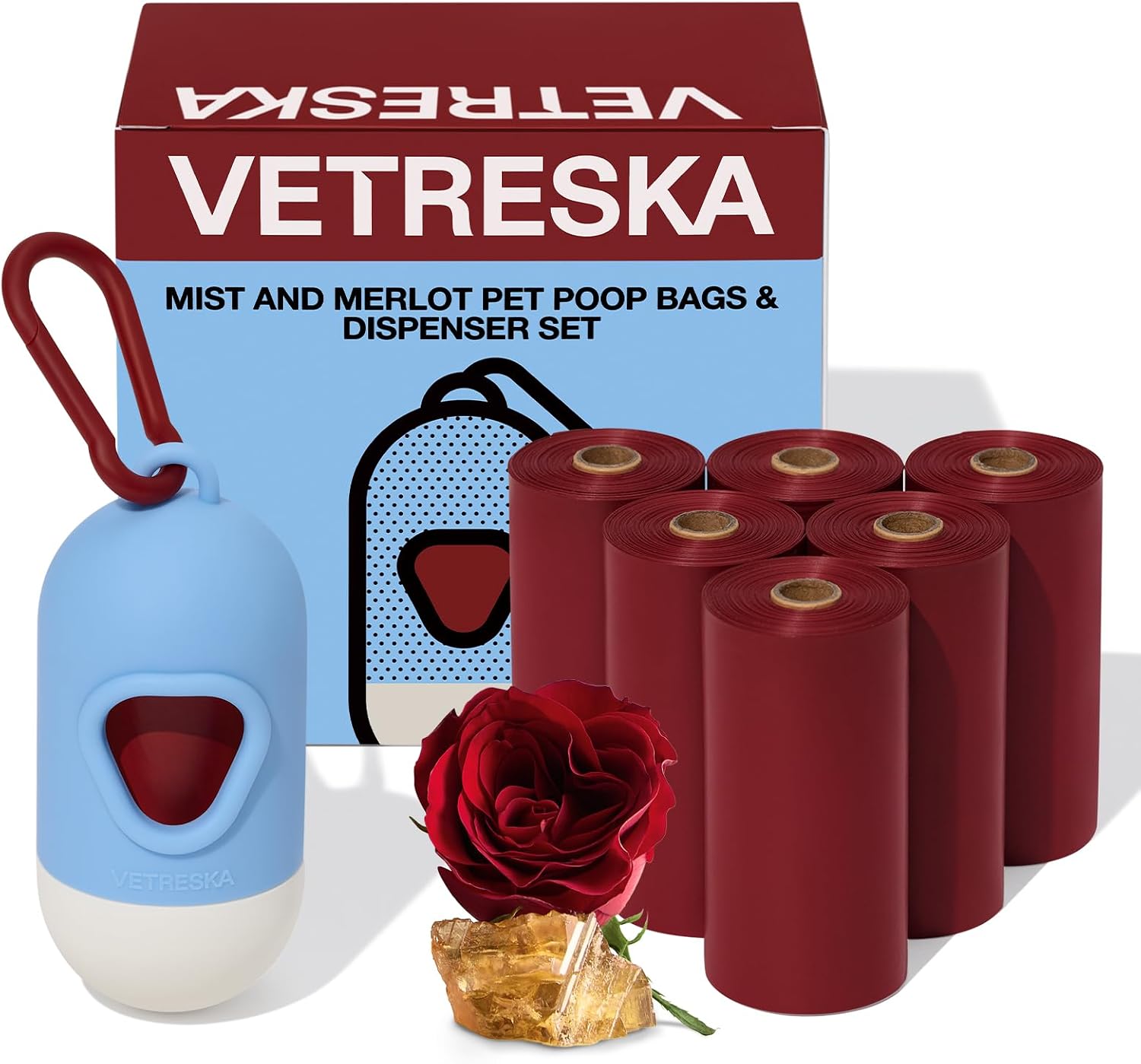 VETRESKA Dog Poop Bags Dispenser with Coffee Scented Waste Bags, Leak Proof, Extra Thick & Strong, 1 Holder and 105 Count Pet Poop Bags (7 Refill Rolls) for Dogs and Cats - Image 9