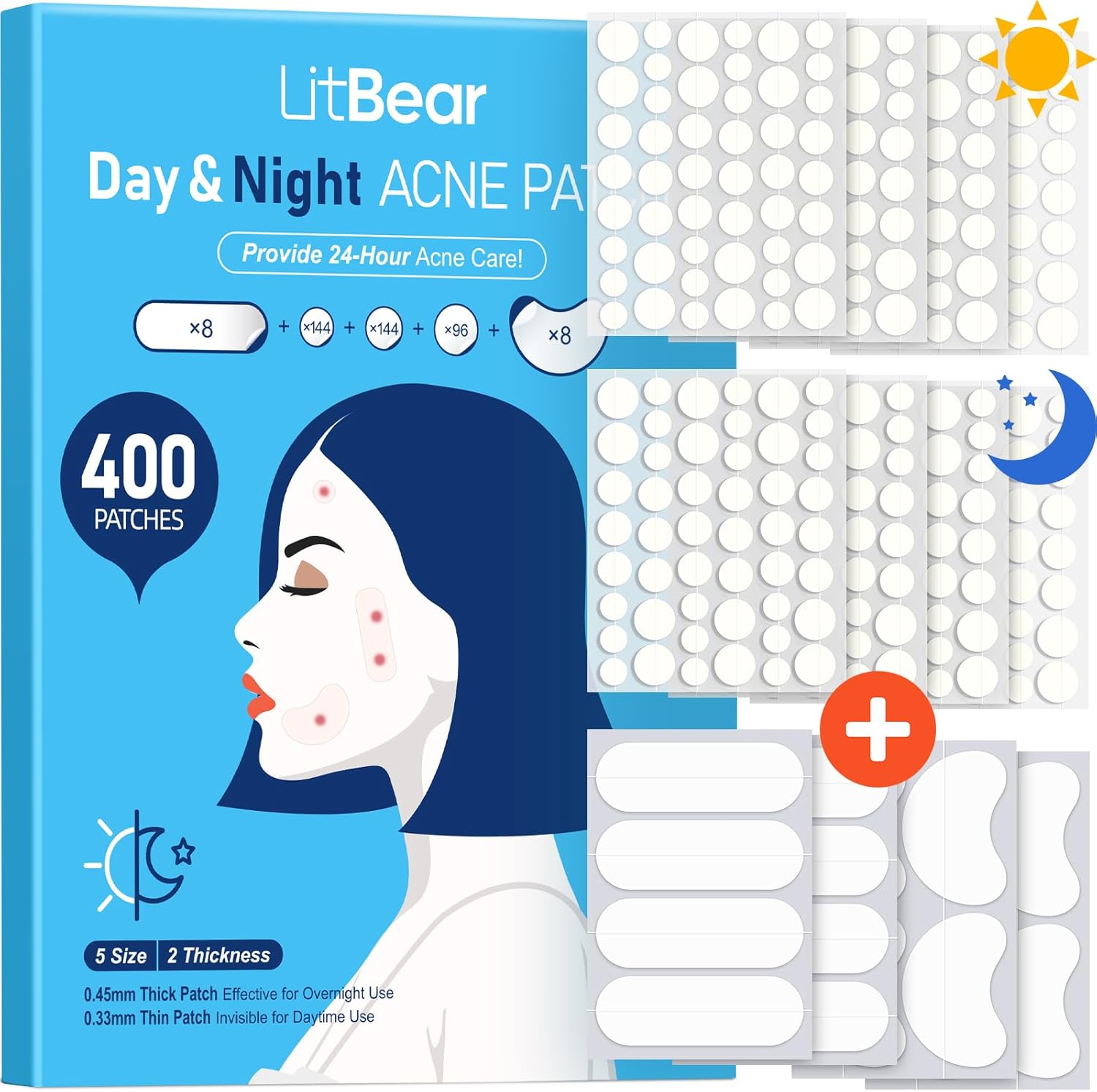 LitBear pimple patches 400 count box front view