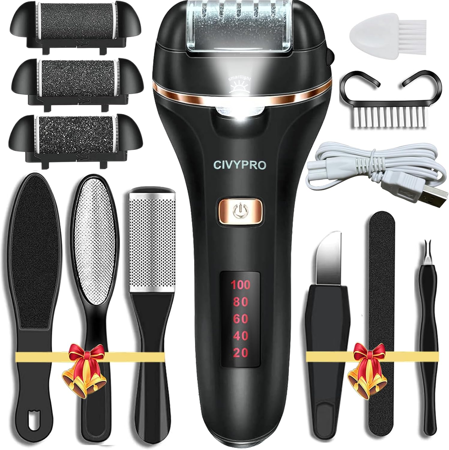 Civypro Electric Foot Callus Remover front view showing digital display