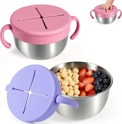 Theoni stainless steel toddler snack cups front view