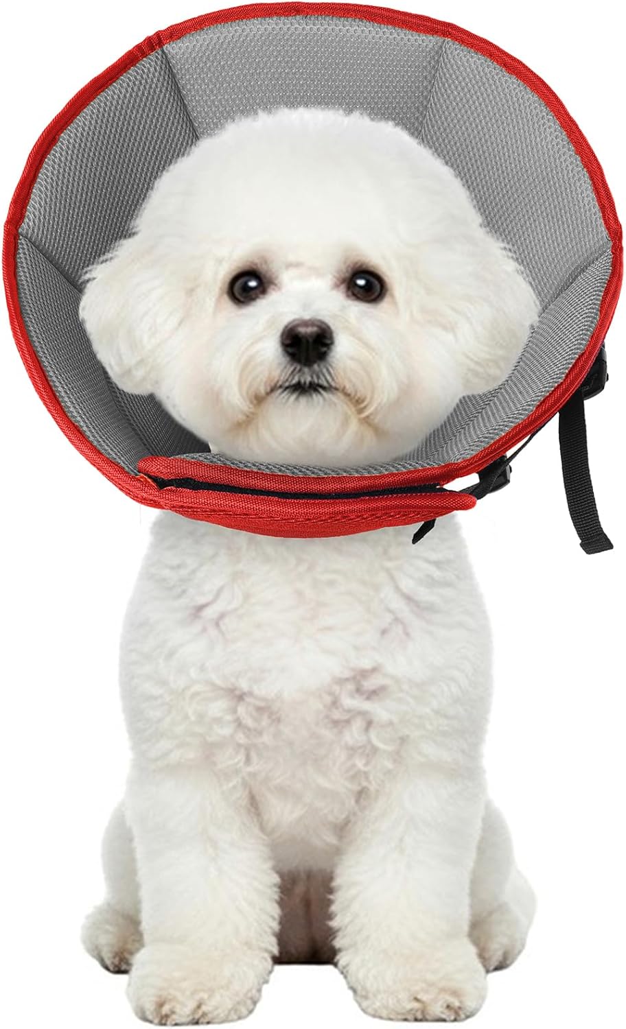 Measurement guide graphic for the Allroaring soft Elizabethan protective collar for dogs.