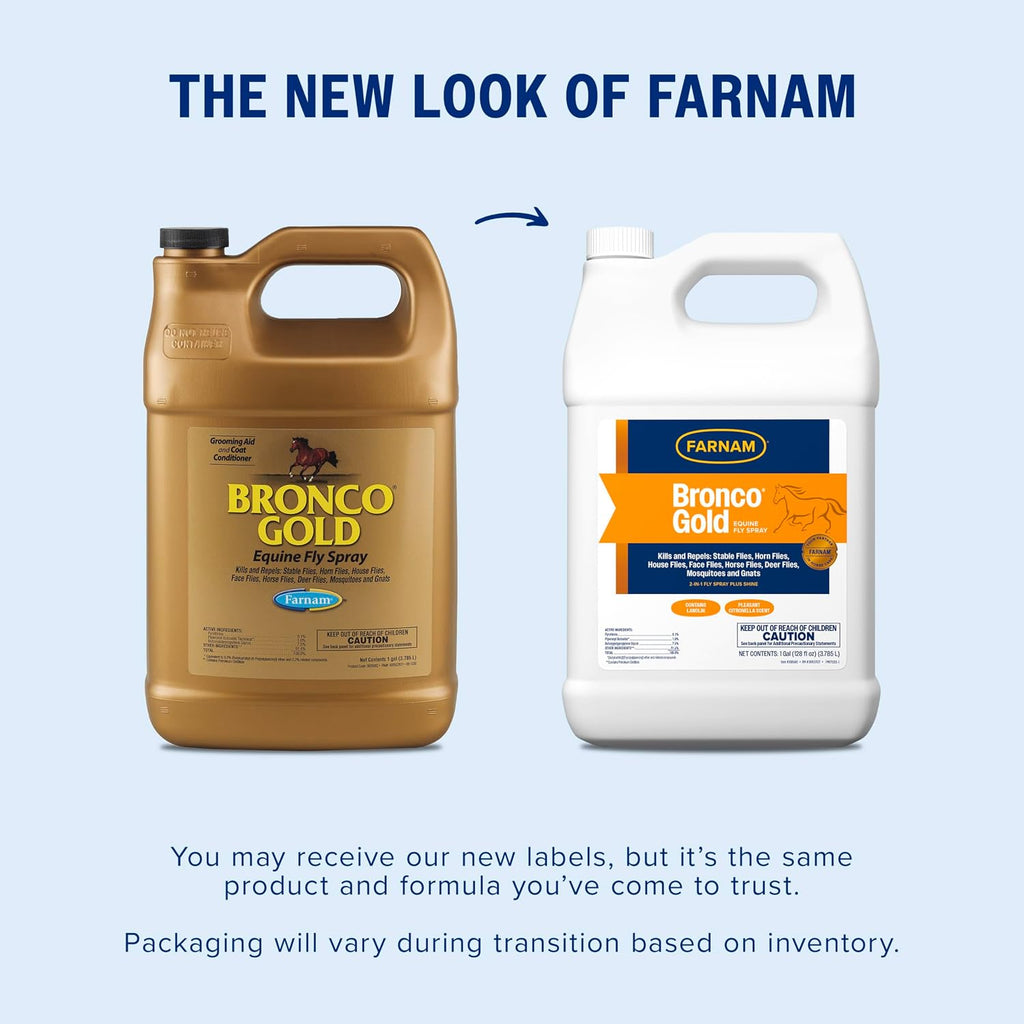 Farnam Bronco Gold equine grooming aid label detail