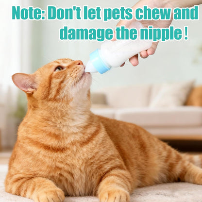 DEMORA Kitten Bottle Feeding Kit, Graduated Nursing Feeding Bottles for Pet Kitten Puppy Hamster Rabbit with Two Kinds of Replaceable Nipples Feeder (Clear, 4 oz) - Image 5