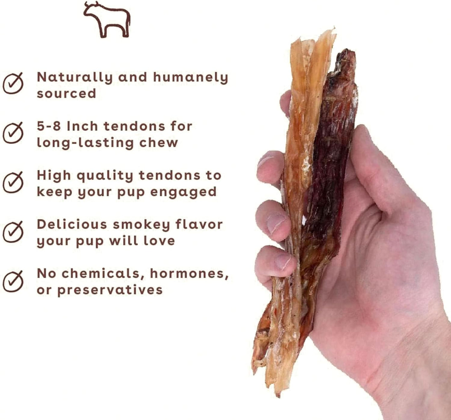 Close up of natural beef tendon dog treat texture