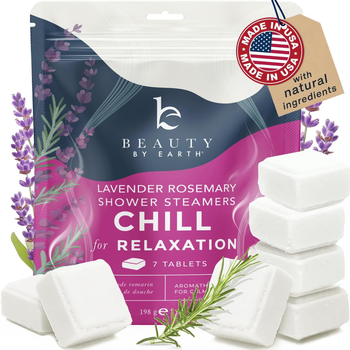 Beauty By Earth shower steamers front view packaging.