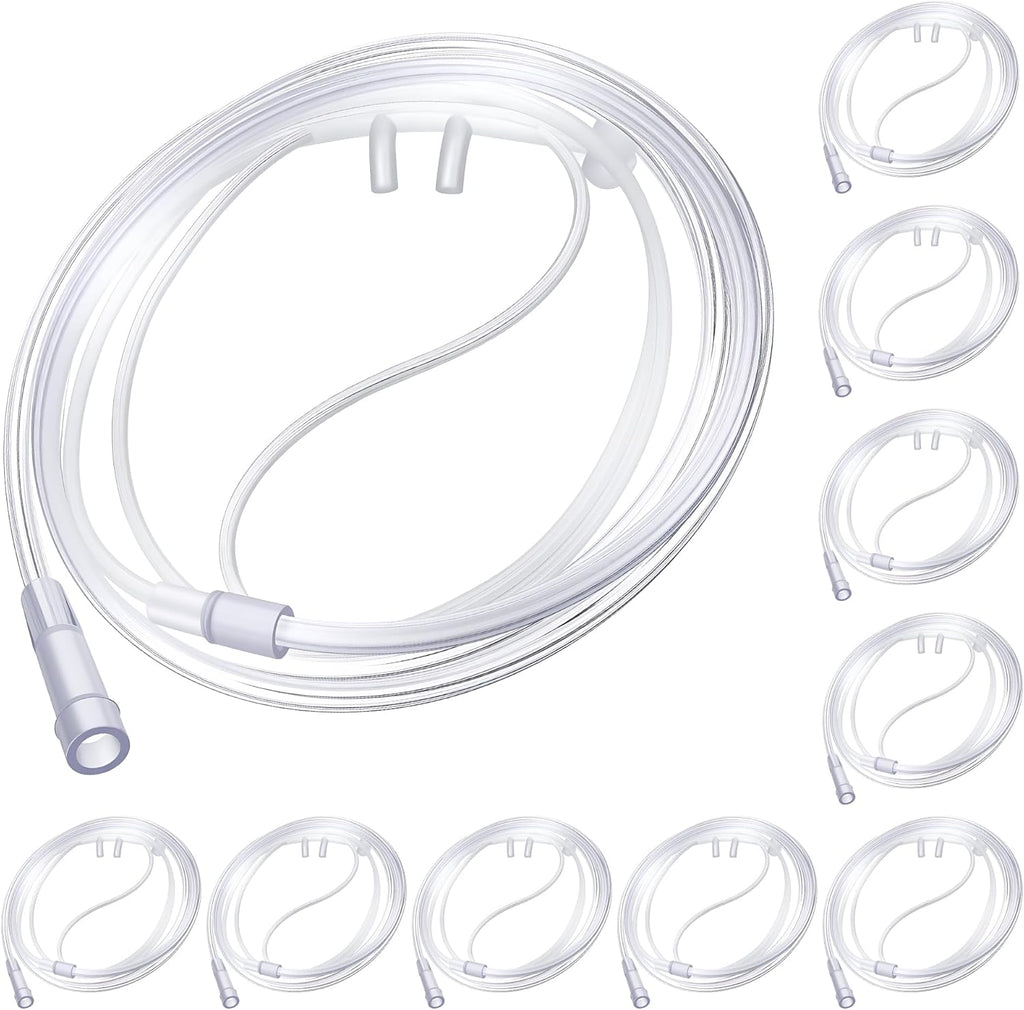 Anglechic 10 pack adult oxygen nasal cannula front view sterile packaging.