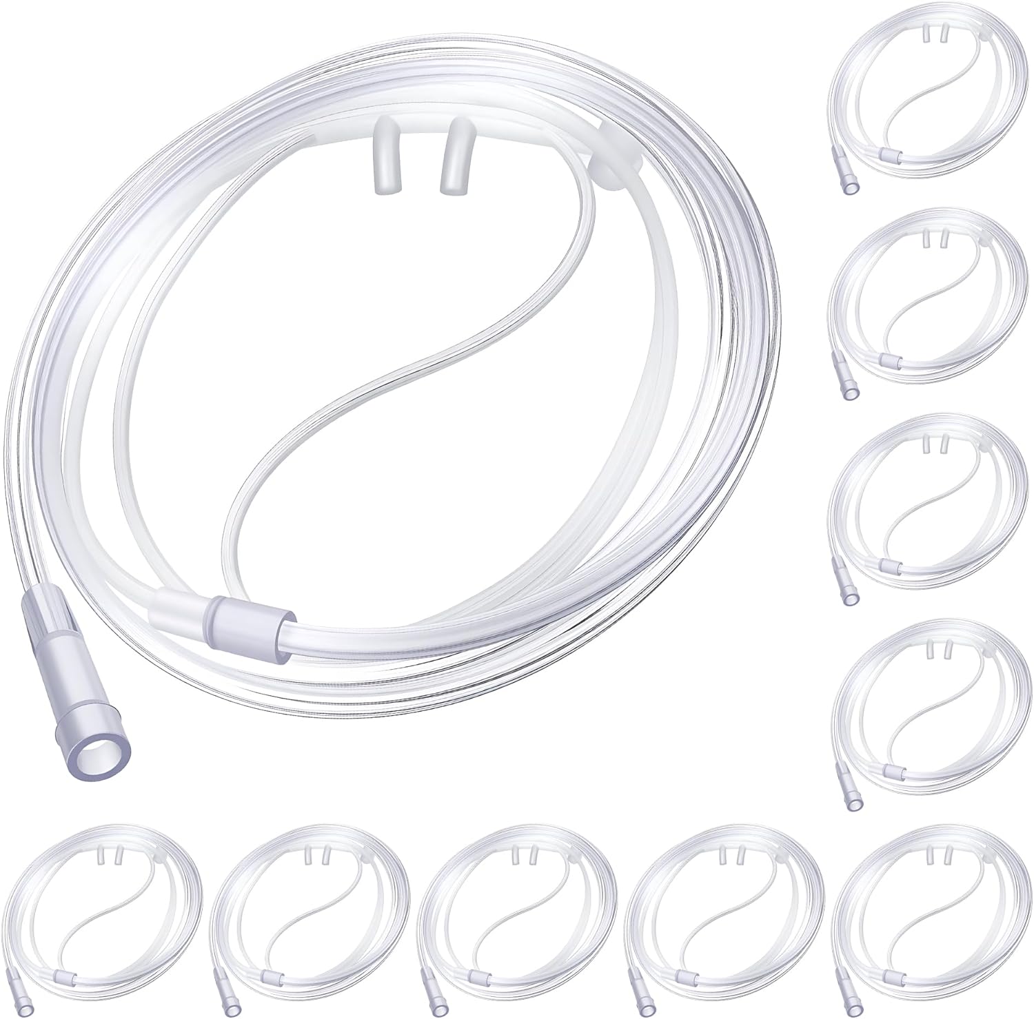 Anglechic 10 pack adult oxygen nasal cannula front view sterile packaging.
