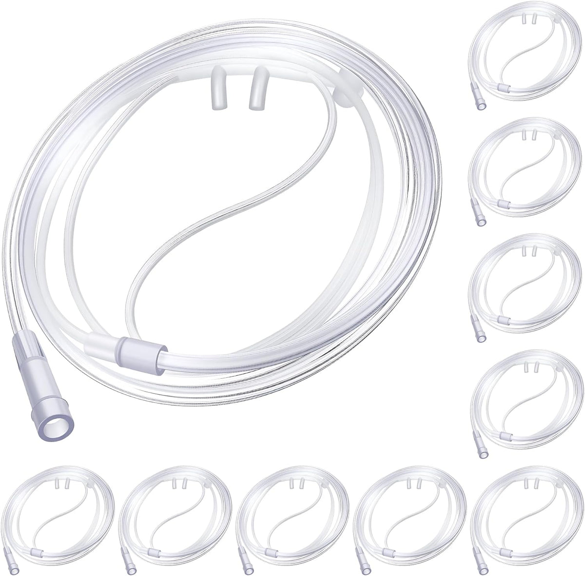 Anglechic 10 pack adult oxygen nasal cannula front view sterile packaging.