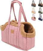 ETIAL Small Dog Carrier Purse, Winter Fleece Warm Dog Tote Bag Carrier with Secure Harness Clip for Puppy Kitten, Waterproof Pet Travel Handbag for Shopping, Hiking and Walking (Black) - Image 7