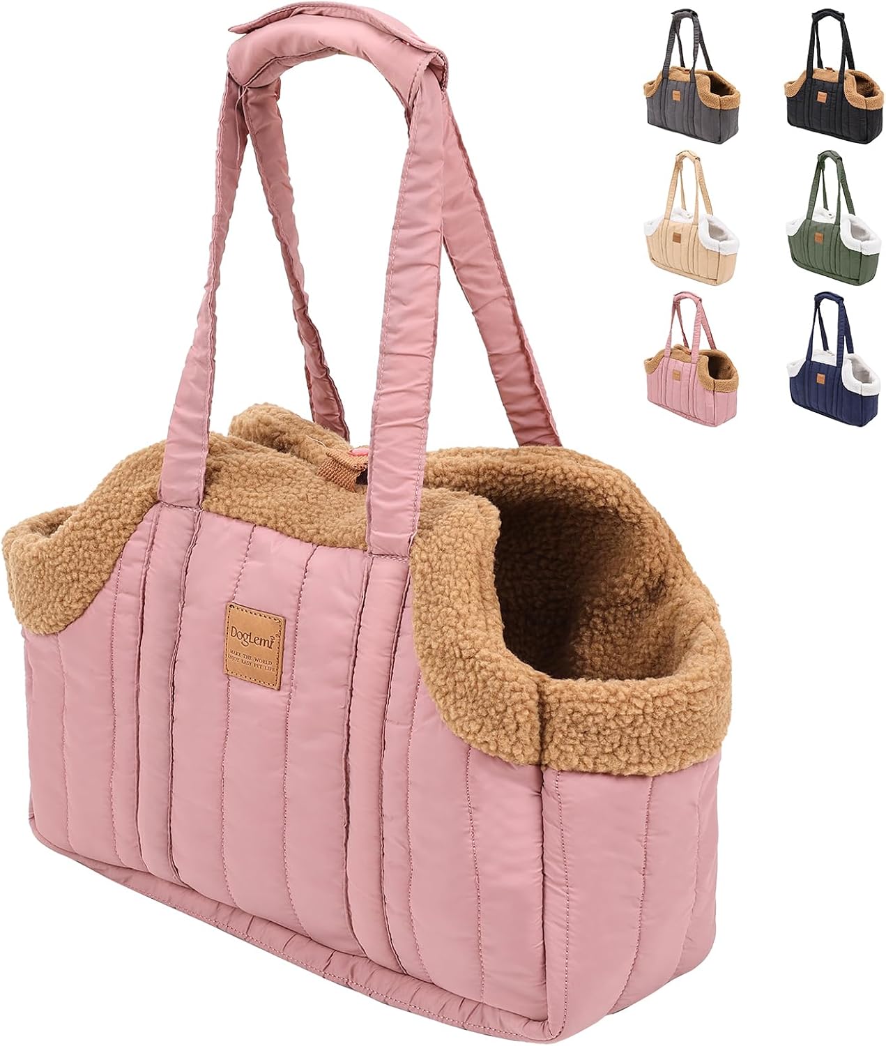 ETIAL Small Dog Carrier Purse, Winter Fleece Warm Dog Tote Bag Carrier with Secure Harness Clip for Puppy Kitten, Waterproof Pet Travel Handbag for Shopping, Hiking and Walking (Black) - Image 7