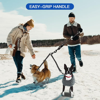 MingXpets Double Dog Leash, Dual Dog Leash, 360 degrees Swivel Tangle Free Bungee Walking Training for Large Medium Dogs, Shock Absorbing Bungee Reflective for Two Dogs, 18~120 lbs, Black - Image 9