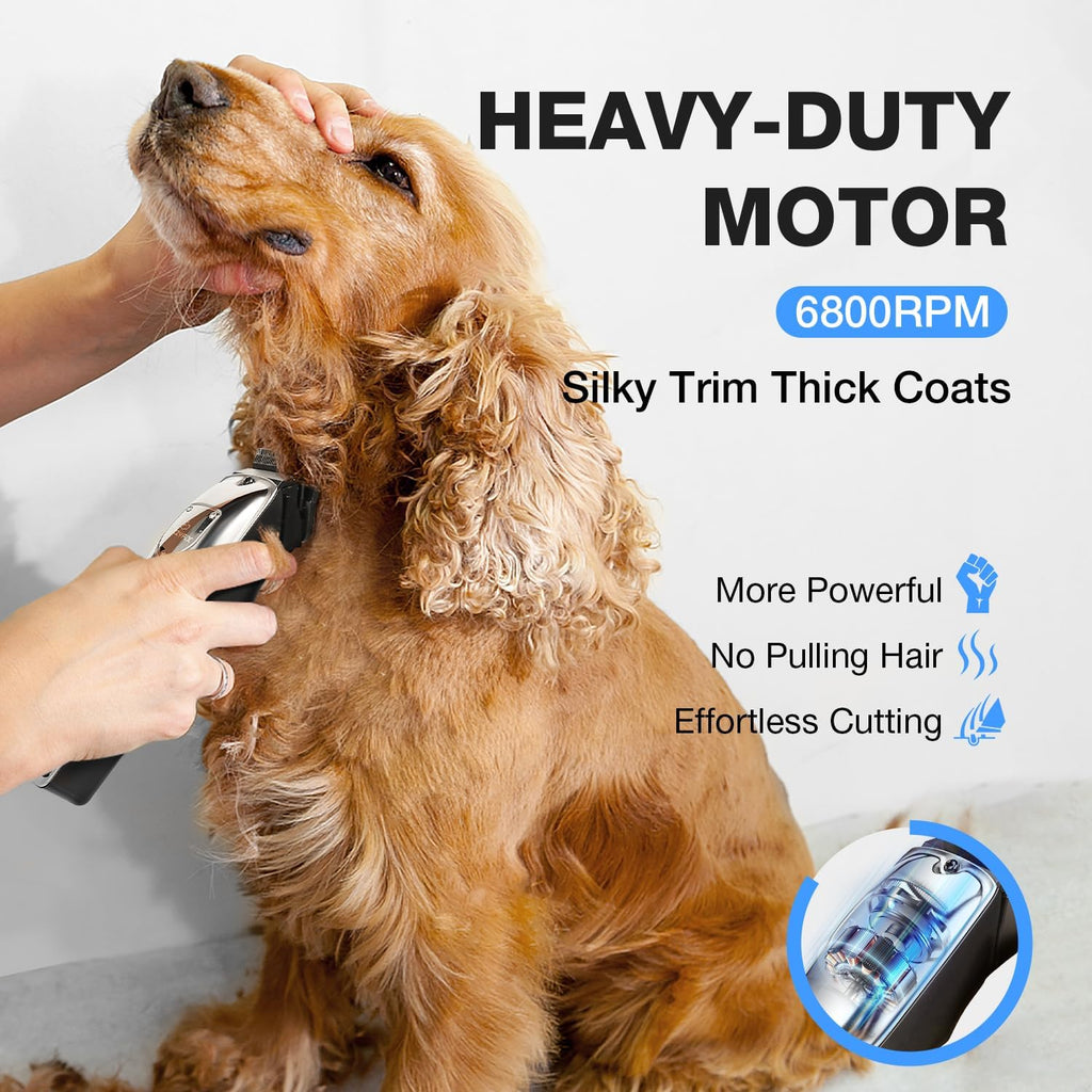 FuzzyFix dog grooming clippers being charged with a type C USB cable
