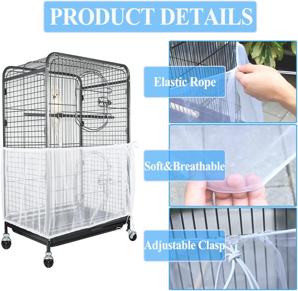 Asocea bird cage seed guard installed on a round cage
