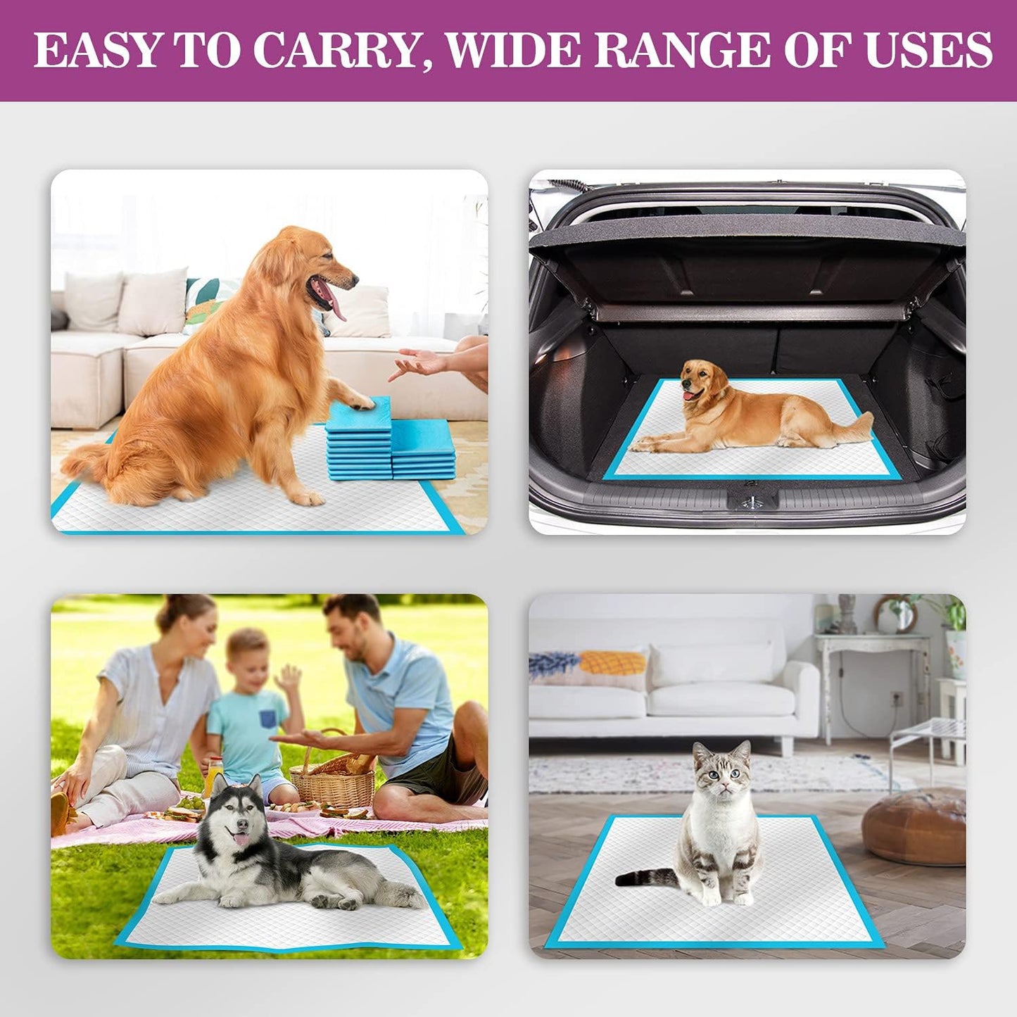 IMMCUTE heavy duty multi pet training pads suitable for dogs and cats