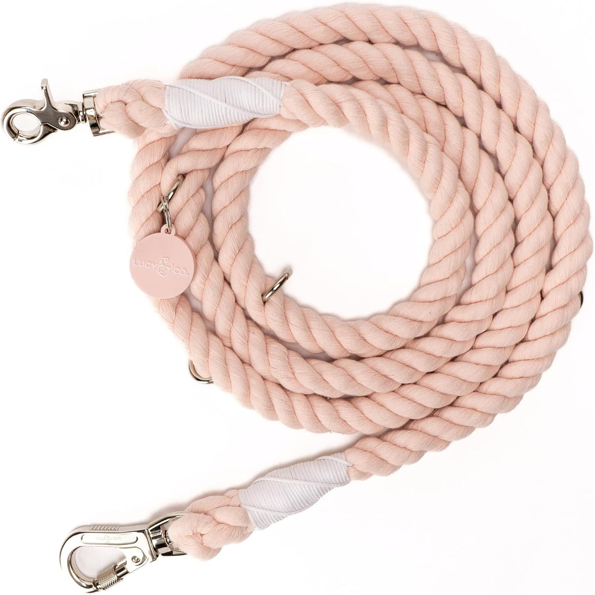 Lucy and Co. Rosewater hands-free rope leash front view