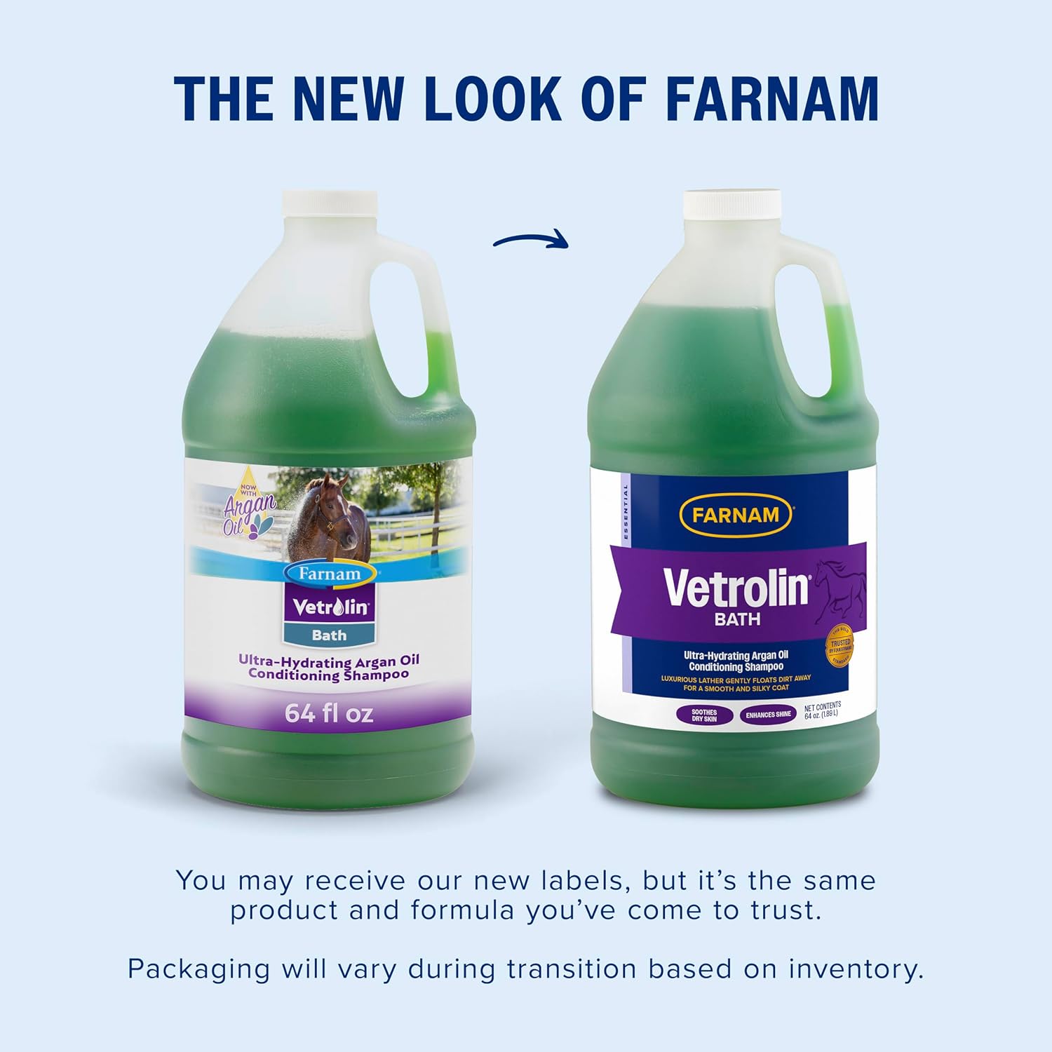 Farnam Vetrolin Bath, Ultra-Hydrating Argan Oil Conditioning Shampoo, Enhances Shine, Soothes Dry Skin, for Horses and Dogs, 64 oz. - Image 2