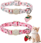 2 Pack Pink Cat Collars - Cute Bow & Daisy Breakaway Cat Collar with Bell & Matching Pendant, Soft Adjustable Spring Summer Girly Kitten Collars for Girl Cats - Image 11