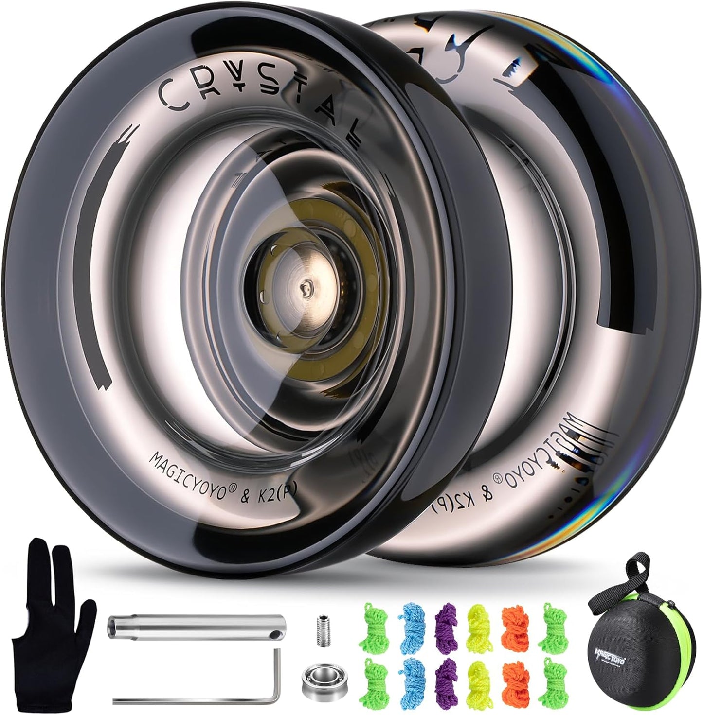 Magicyoyo K2 Crystal Black professional yoyo front view