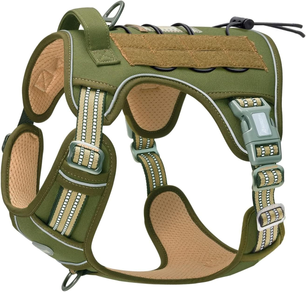 Auroth Tactical Dog Harness for Large Dogs No Pull Adjustable Pet Harness Reflective K9 Working Training Easy Control Pet Vest Military Service Dog Harnesses Army Yellow L - Image 9