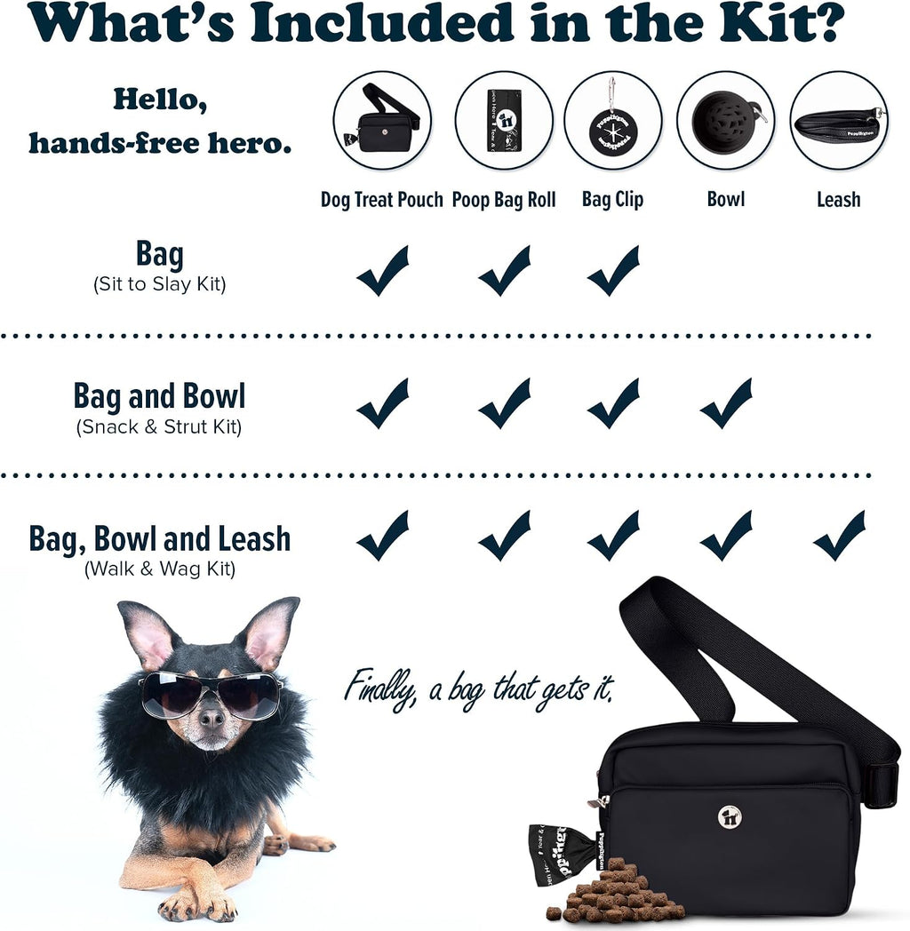 Puppington 3-in-1 Crossbody Dog Walking Bag & Treat Pouch with Matching Planet Safe Poop Bags & Built-In Dispenser - Dog Mom Gift for Puppy Training with Zippered Pockets (Onyx Black) - Image 9
