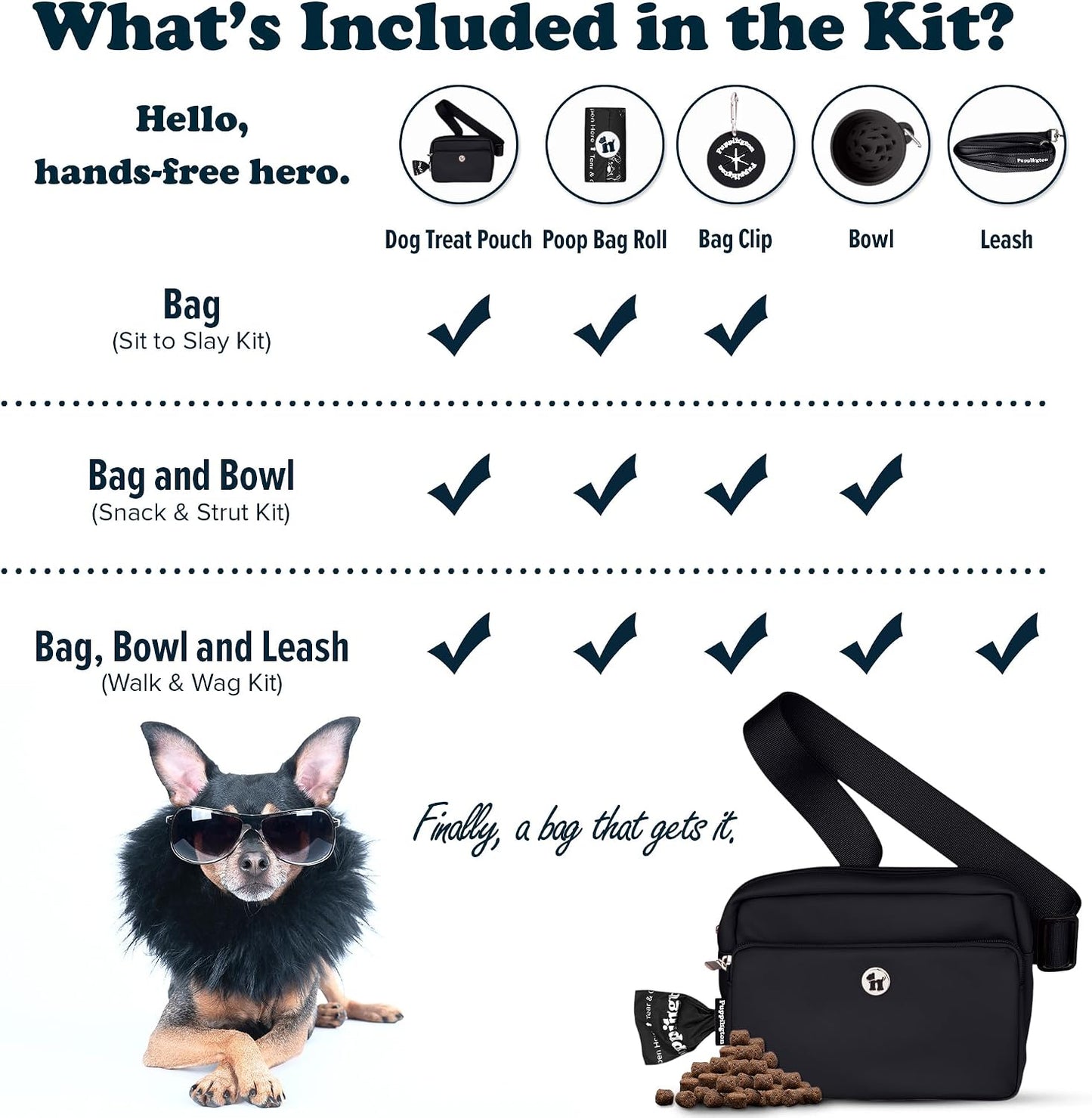 Puppington 3-in-1 Crossbody Dog Walking Bag & Treat Pouch with Matching Planet Safe Poop Bags & Built-In Dispenser - Dog Mom Gift for Puppy Training with Zippered Pockets (Onyx Black) - Image 9
