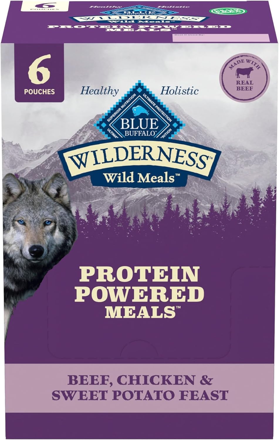 Blue Buffalo Wilderness Protein Powered Meals, Chicken and Beef, High-Protein Grain Free Adult Wet Dog Food, 9 oz. Pouches, 6 Count Variety Pack - Image 11