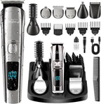 Brightup All In One Cordless Beard Trimmer front view with LED digital display activated.