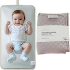 Lily Miles portable diaper changing pad in soft sand color front view