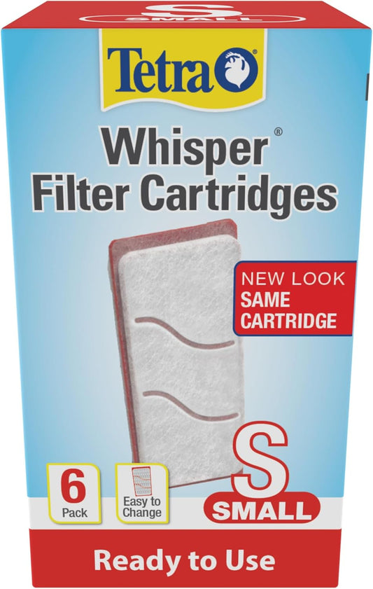 Tetra Whisper small aquarium filter cartridges six count packaging front view.