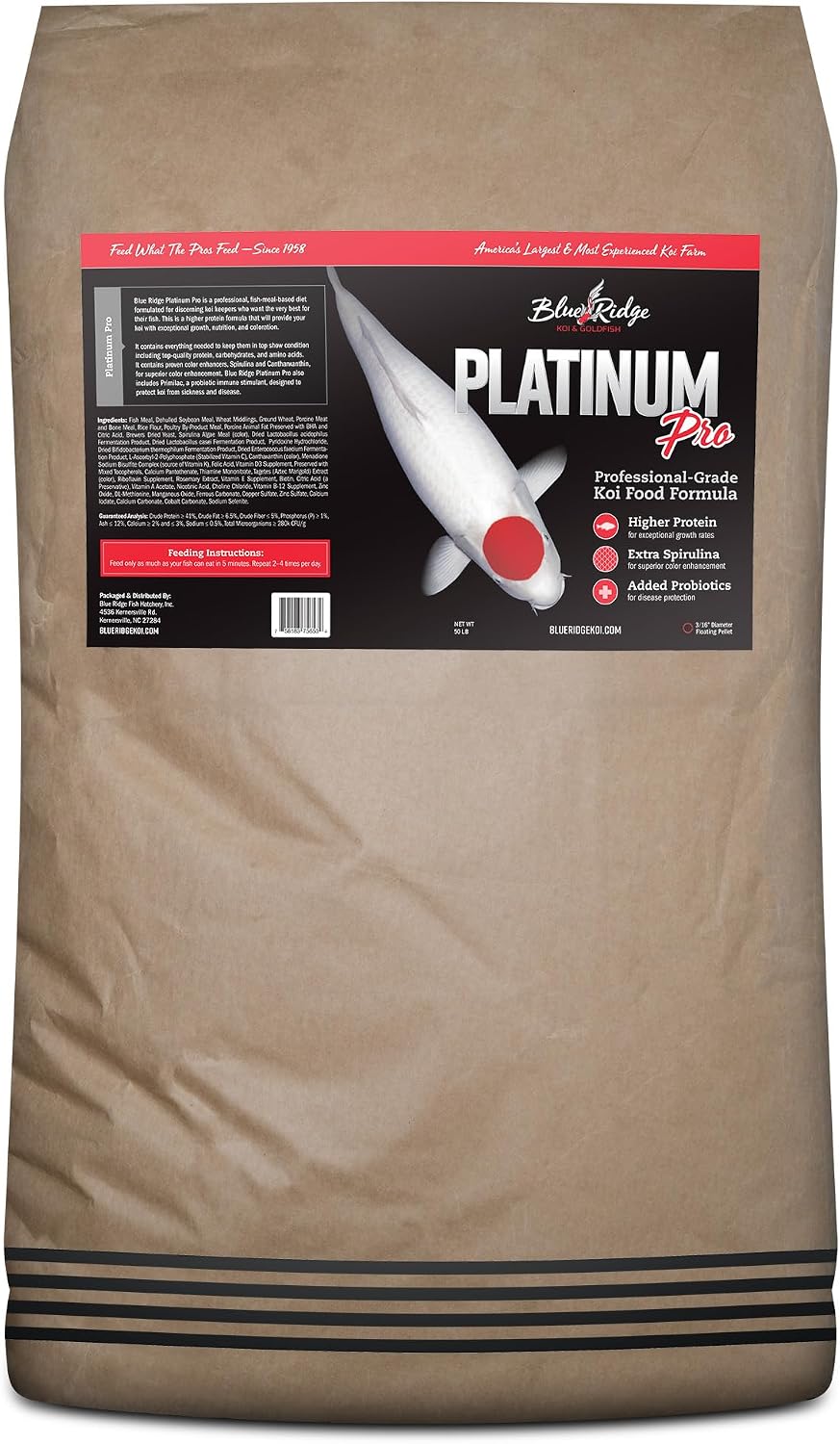 Blue Ridge Koi Fish Food 4.5lb - Koi Food 3/16" Platinum Pro Formula Goldfish Food, Premium Fish Food for Ponds, Ponds Fish Food, Floating Pond Pellet - Image 11