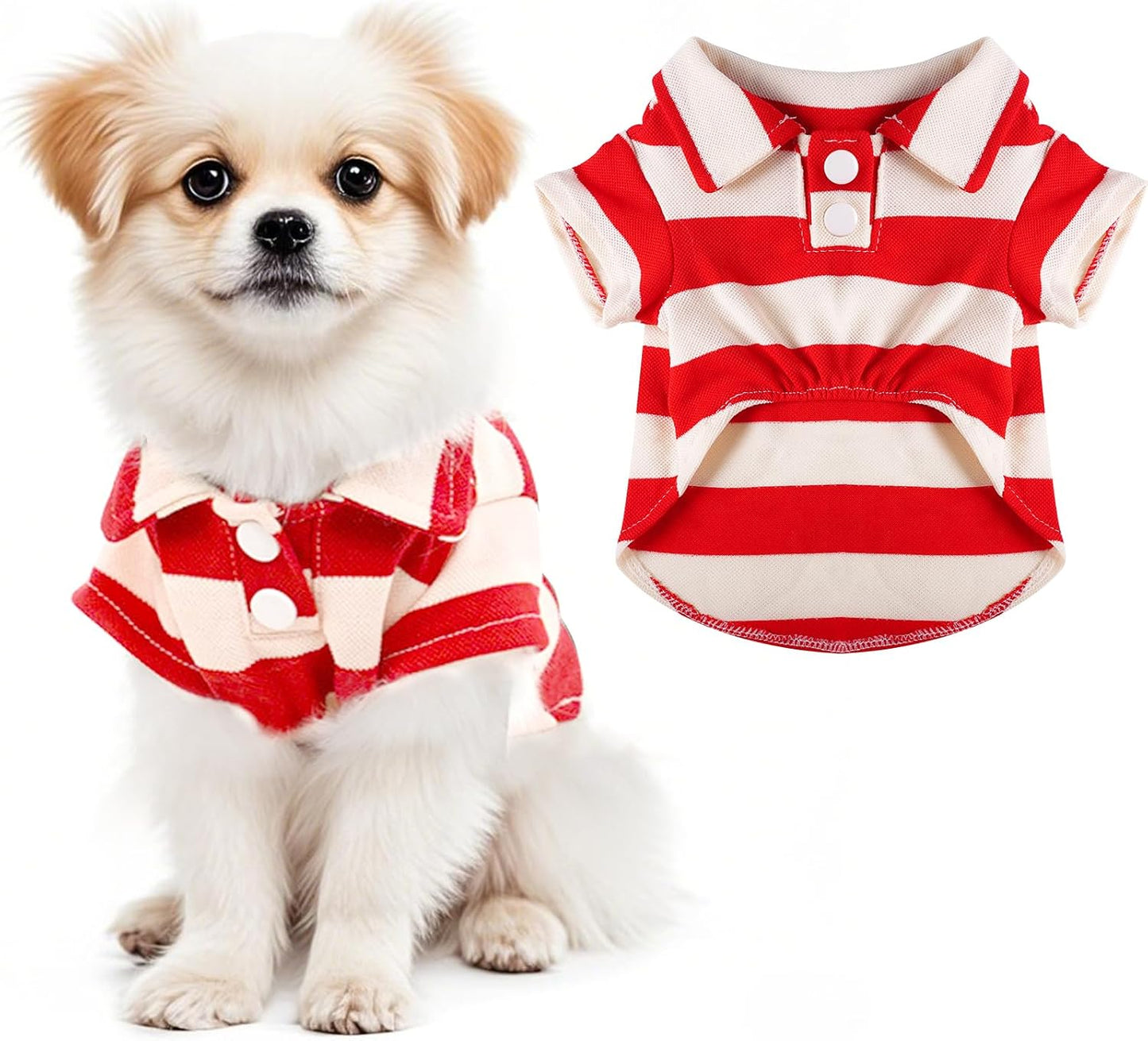 Pistha striped collar pet shirt flat lay