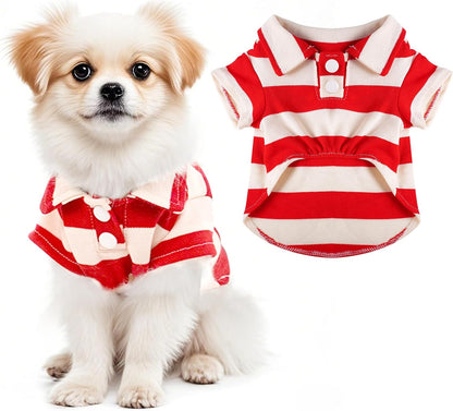 Pistha striped collar pet shirt flat lay