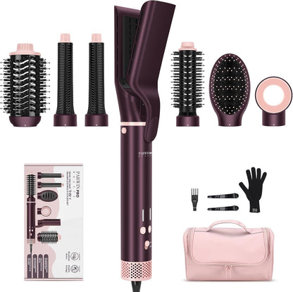 PARWIN PRO BEAUTY 7-in-1 Hot Air Styler front view showing the main Jasper Plum handle and premium finish.
