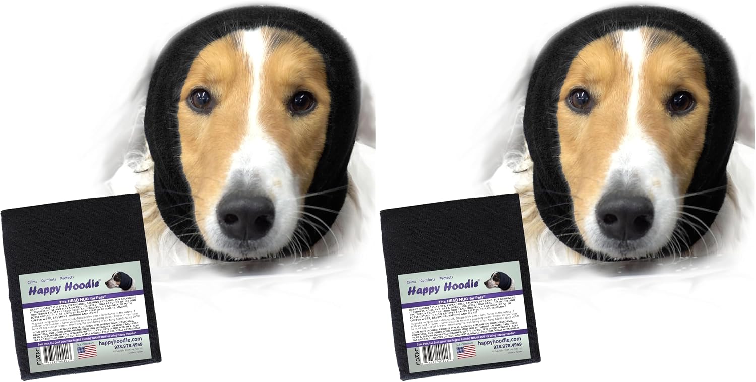 Happy Hoodie The Original Dog & Cat Calming Band - American Brand - Anxiety Relief/Noise Protection - Grooming - Thunder - Fireworks (Large, Black) - Since 2008 - Image 13