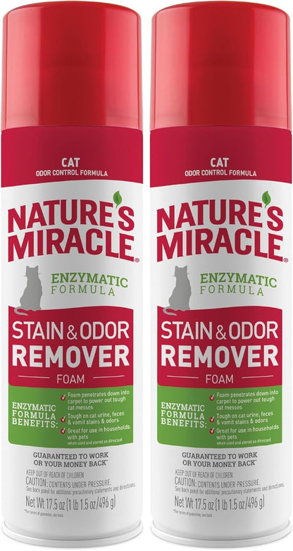 Nature's Miracle Cat Stain & Odor Remover Foam, Tough On Cat Urine, Feces, Vomit, Drool and Other Organic Stains and Odors, 17.5 oz - Image 9