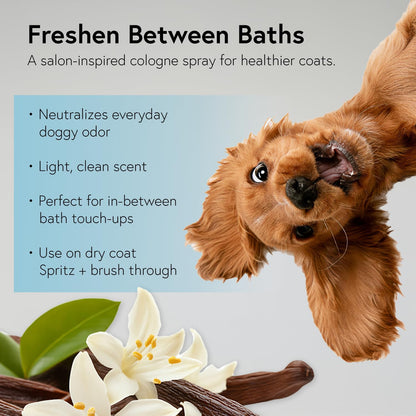 Authentic Earthbath vanilla scent dog cologne bottle packaging details