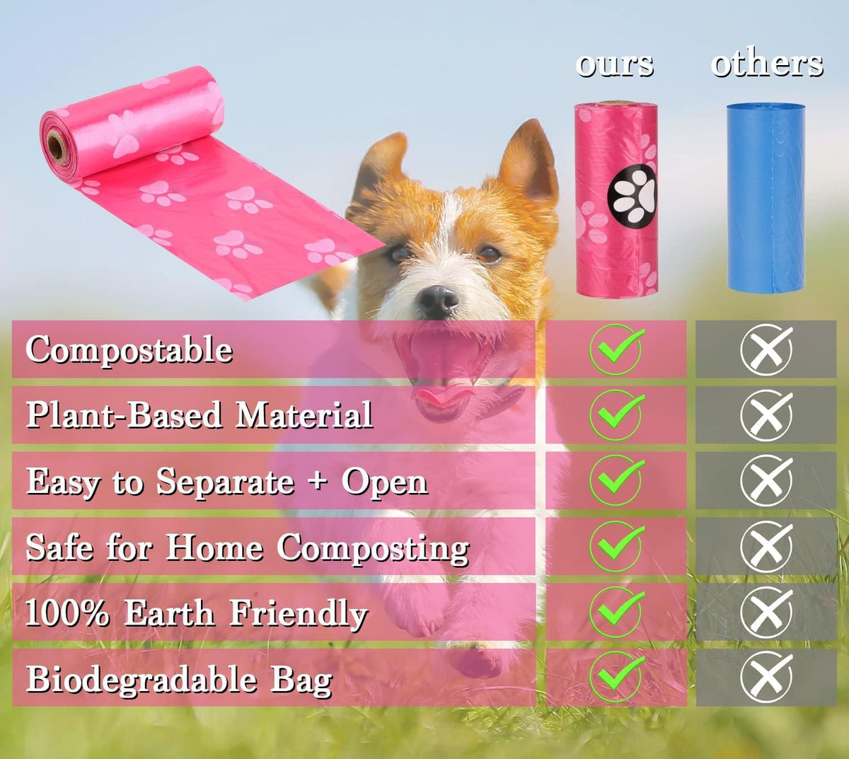 Bone shaped poop bag holder attached to a leash via carabiner