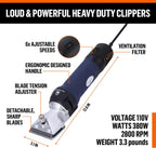 Industrial strength animal hair cutting kit for horses and thick coated livestock