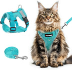 Wanheart Cat Harness and Leash Set front view emerald color escape proof vest for large cats