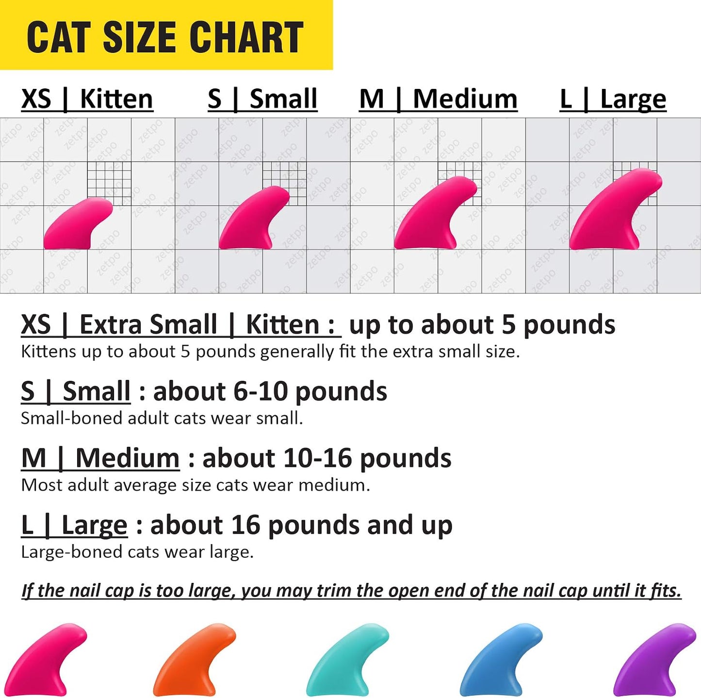 Humane vinyl cat claw caps for kitten furniture scratch protection