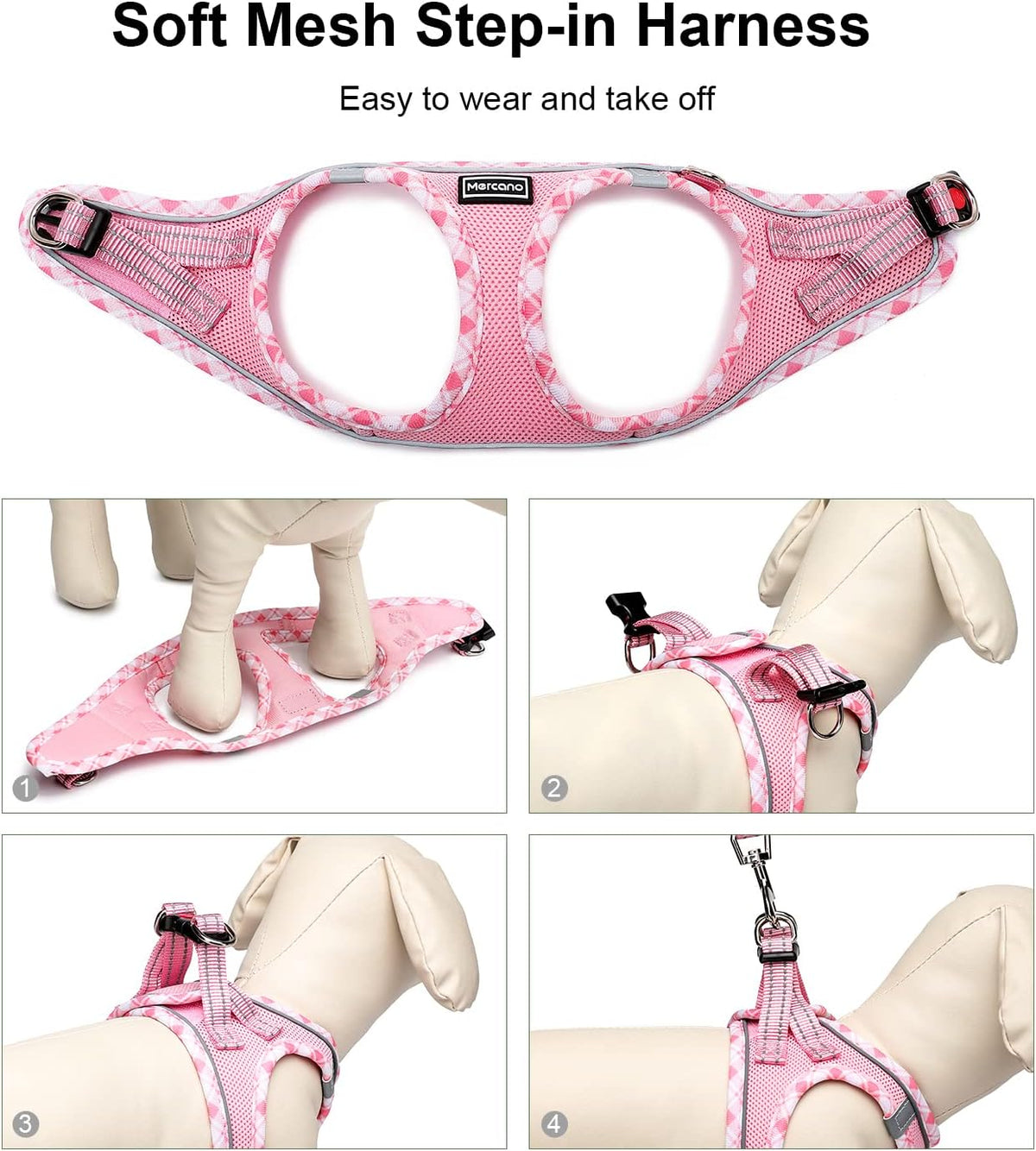 Mercano adjustable lightweight reflective cat and dog harness set side profile